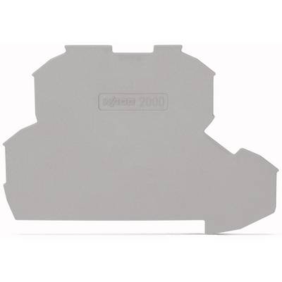 Couvercle en plastique gris portant l'inscription 'Wago 2000', de forme rectangulaire aux bords irréguliers.