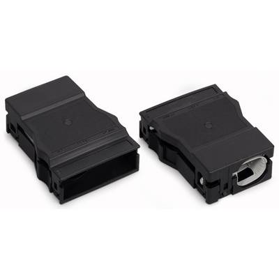 Deux pièces électroniques noires rectangulaires avec des connexions différentes, placées côte à côte.