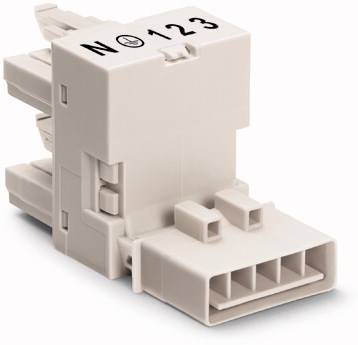 Un connecteur blanc portant l'inscription 'N 123', adapté pour les connexions électriques dans les applications techniques ou industrielles.