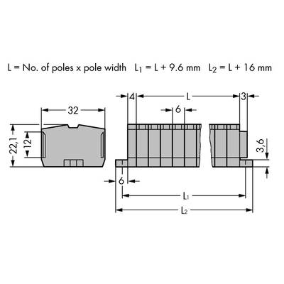 Bornier WAGO 264-108 6 mm ressort de traction Affectation: L gris 50 pc(s)