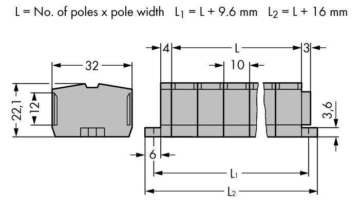Bornier WAGO 264-207 10 mm ressort de traction Affectation: L gris 50 pc(s)