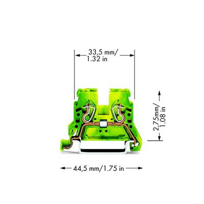 Borne pour conducteur de protection WAGO 870-907/999-950 5 mm ressort de traction Affectation: terre vert, jaune 100 pc(