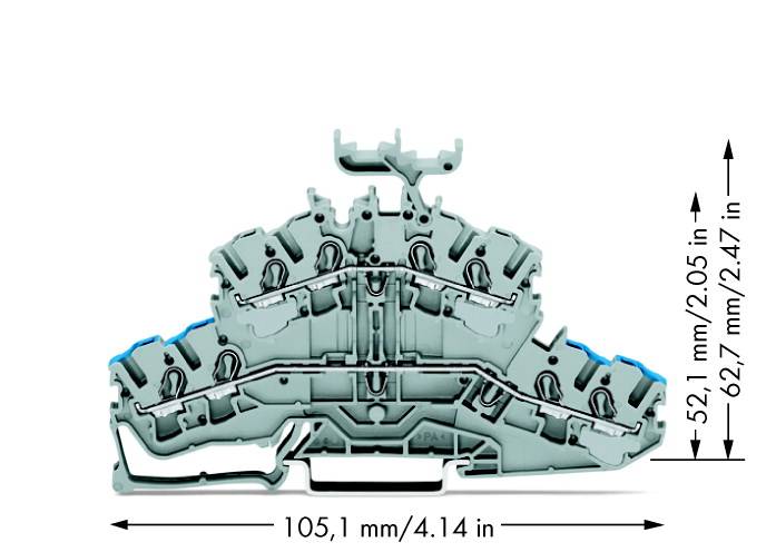Bloc de jonction traversant à 2 étages WAGO 2002-2432 5.20 mm ressort de traction Affectation: N, L gris 50 pc(s)