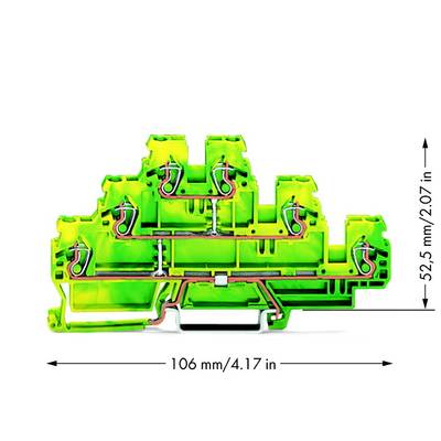 Borne de protection à 3 étages WAGO 870-557 5 mm ressort de traction Affectation: terre vert, jaune 50 pc(s)