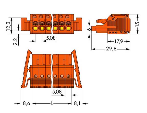 Boîtier femelle pour câble série 2231 WAGO 2231-318/037-000 Nbr total de pôles 18 Pas: 5.08 mm 10 pc(s)