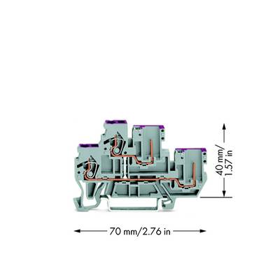 Borne de base à 2 étages WAGO 870-108 5 mm ressort de traction Affectation: L gris 50 pc(s)