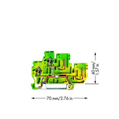 Borne de base à 2 étages WAGO 870-107 5 mm ressort de traction Affectation: terre vert, jaune 50 pc(s)