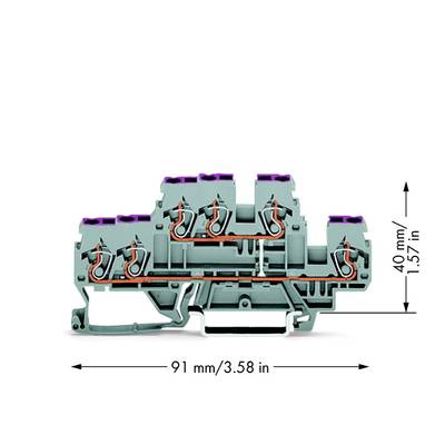 Bloc de jonction traversant à 2 étages WAGO 870-538 5 mm ressort de traction Affectation: L gris 50 pc(s)