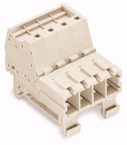 Un connecteur en plastique beige multipolaire avec plusieurs bornes. Essentiel pour les connexions électriques dans les appareils.