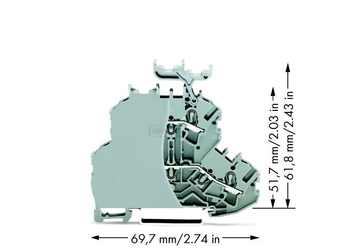 Bloc de jonction traversant à 2 étages WAGO 2002-2231/099-000 6.20 mm ressort de traction Affectation: L, L gris 50 pc(s)