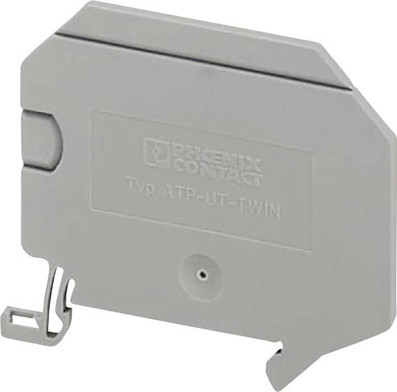 Un embout gris pour bornier en série de Phoenix Contact, modèle ATP-UT-TWIN, pour des connexions électriques sécurisées dans les installations de tableaux électriques.
