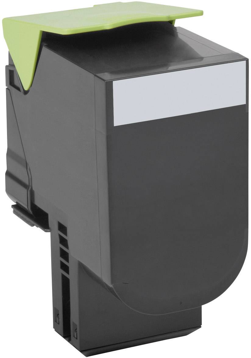 Un dispositif électronique noir et rectangulaire avec une languette verte sur le dessus, probablement un composant électrique.