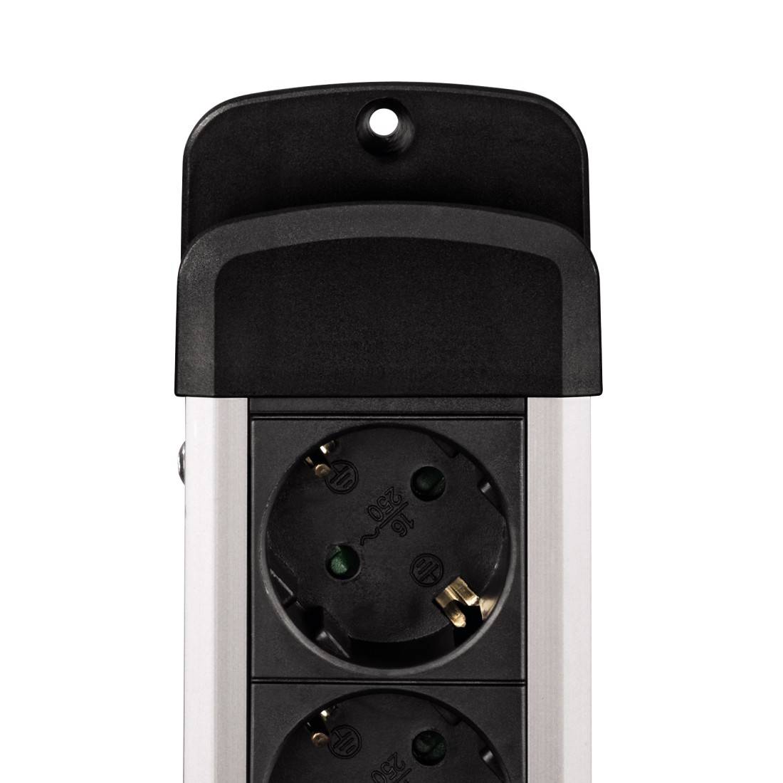 Bloc multiprise avec interrupteur Hama 00047859 x3 noir, argent contact de protection 1 pc(s)-1