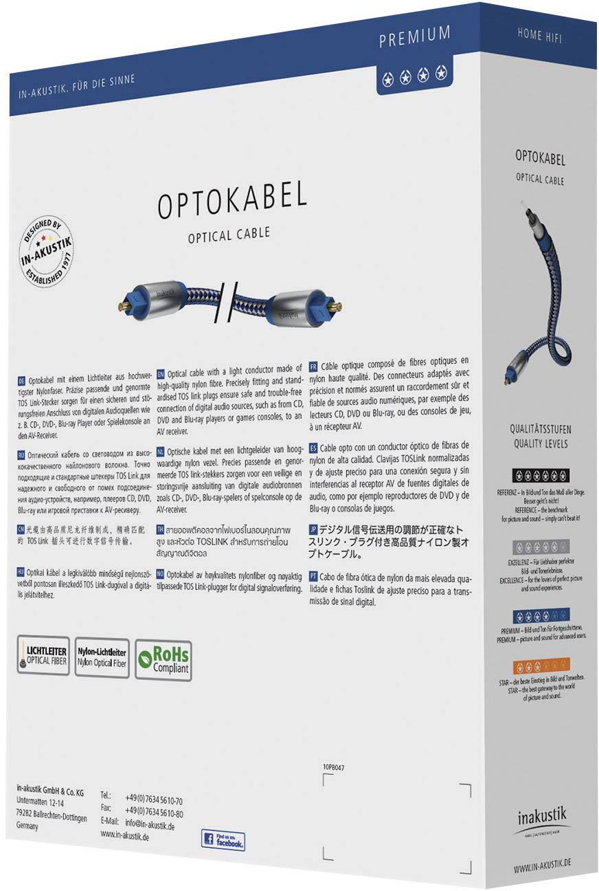 Câble de raccordement Inakustik 0041201 [1x Toslink mâle (ODT) - 1x Toslink mâle (ODT)] 1.00 m bleu, argent-2