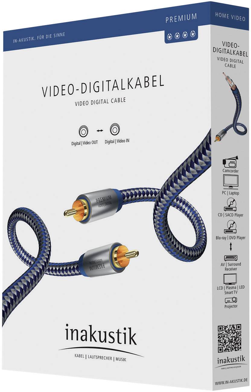Inakustik Cinch-RCA Composite vidéo Câble de raccordement [1x Cinch-RCA mâle - 1x Cinch-RCA mâle] 1.00 m bleu, argent-3