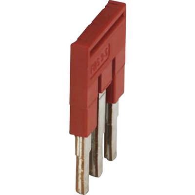 Fiche plate rouge à deux contacts métalliques, vue de côté. Adaptée pour les connexions électriques dans les appareils.