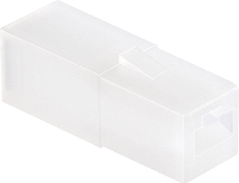 Un adaptateur de connexion réseau blanc dans un boîtier rectangulaire, utilisé pour connecter des câbles réseau.