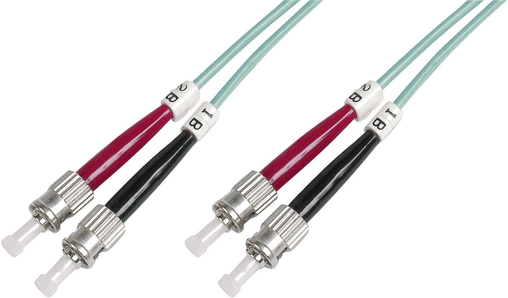 'Câble de raccordement LWL avec connecteurs SC en rouge et noir. Utilisé pour connecter des appareils réseau via fibre optique.'