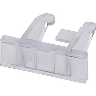 Un clip de fixation en plastique transparent servant à maintenir des câbles ou des objets légers.