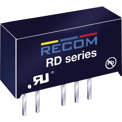 Composant électronique de la série RECOM RD à quatre broches pour montage sur circuit imprimé, boîtier noir, logo coloré.