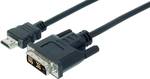 Câble adaptateur HDMI Digitus, HDMI mâle vers DVI-D mâle (18+1p pôles) 2 m