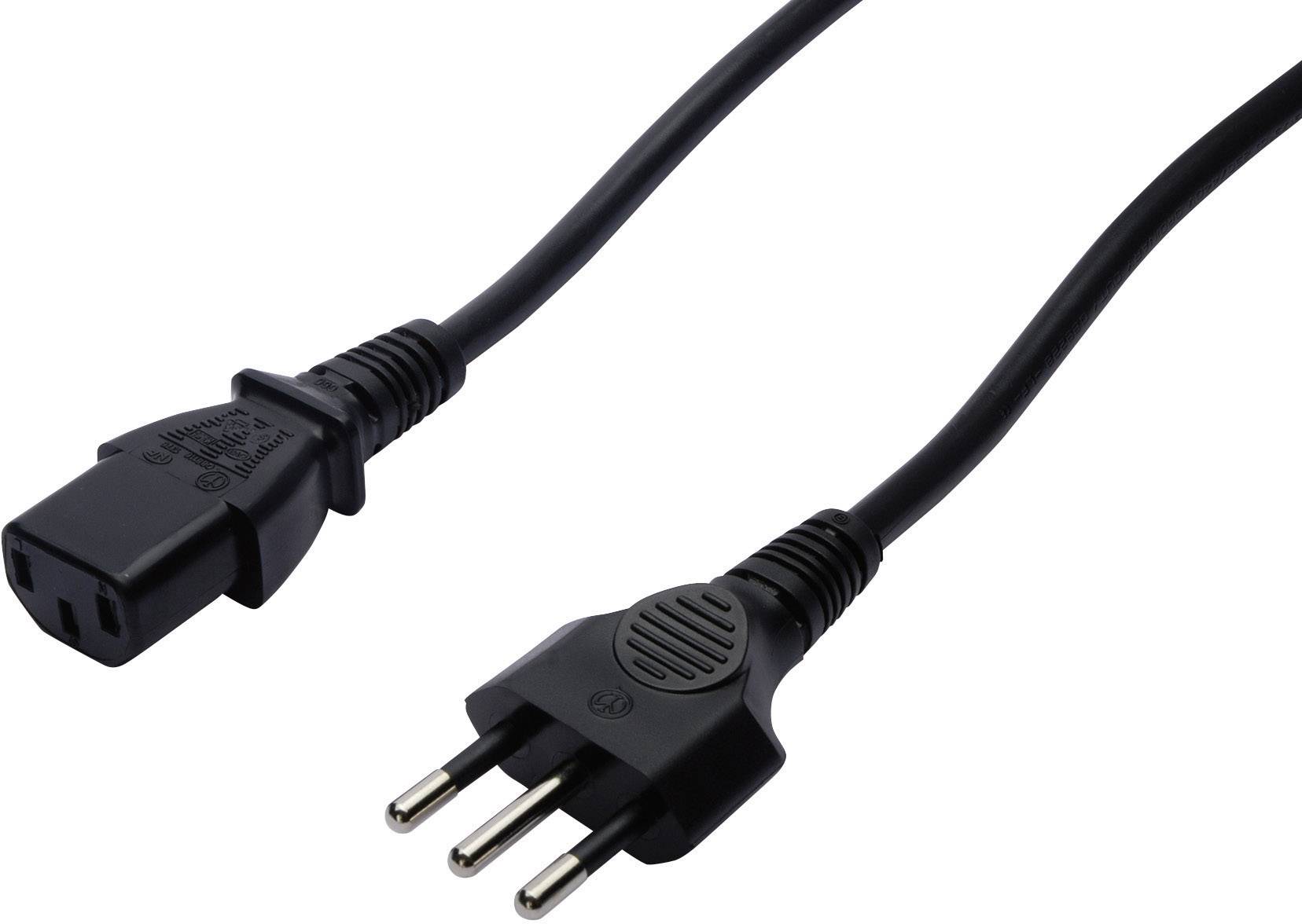 Câble de raccordement Digitus alimentation [1x mâle italienne - 1x Secteur femelle C13] 1.80 m noir-0