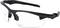 Lunettes de sport noires à demi-monture avec verres teintés blancs et motif semblable à la fibre de carbone.