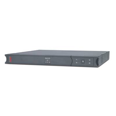 Appareil APC Smart-UPS noir, disposé horizontalement, avec des commandes sur le panneau avant. Il sert à assurer l'alimentation électrique en cas de panne.