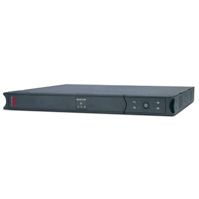 Un appareil noir de 1U en rack avec un écran au centre et un interrupteur marche/arrêt à droite.