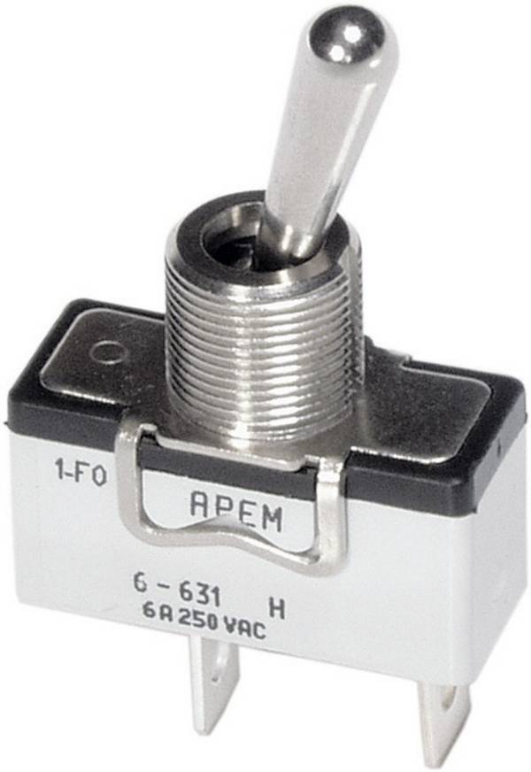Interrupteur à levier 1 x Off/On APEM 6-631H/2 250 V/AC 6 A  à accrochage 1 pc(s)