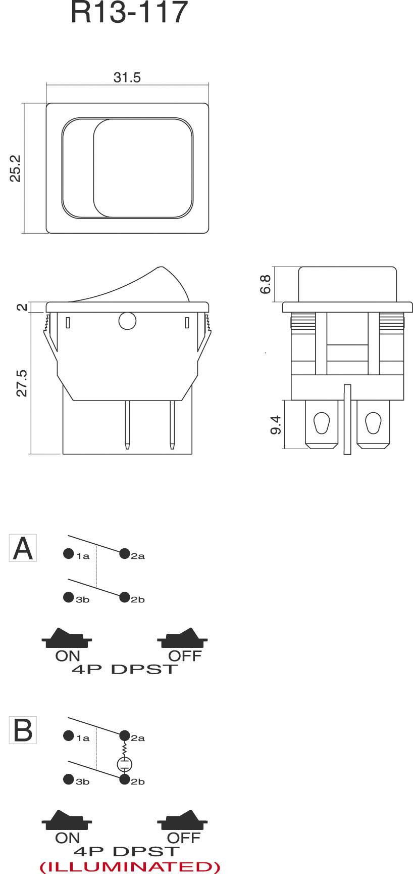 Interrupteur à bascule TRU COMPONENTS TC-R13-117A-01 1587547 250 V/AC 10 A 1 x Off/On à accrochage 1 pc(s)-1