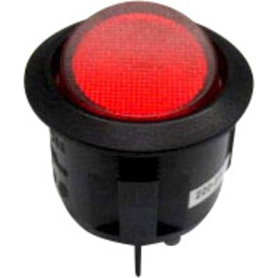 Bouton-poussoir rouge rond avec boîtier noir.