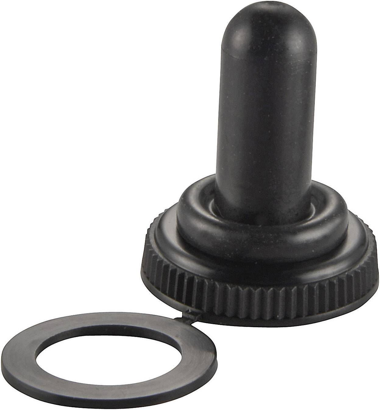 Bouchon noir, rond, avec joint d'étanchéité amovible, adapté aux contenants ou bouteilles scellés.