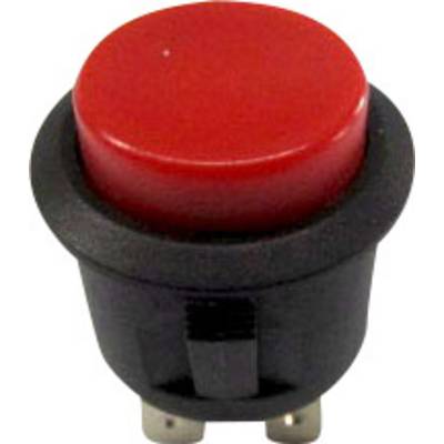 Un bouton rouge et rond sur un socle noir, typique des appareils électroniques.