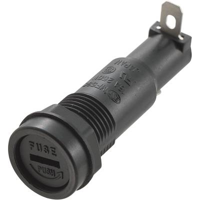 Support de fusible noir portant l'inscription 'FUSE PUSH', adapté pour une utilisation dans les circuits électriques afin de maintenir un fusible.