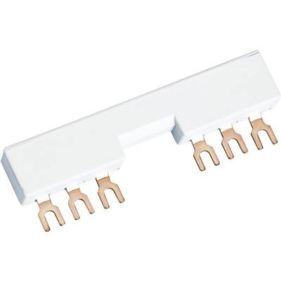 Rail de distribution avec quatre contacts en cuivre pour l'installation électrique. Adapté pour connecter des disjoncteurs ou des appareils similaires.