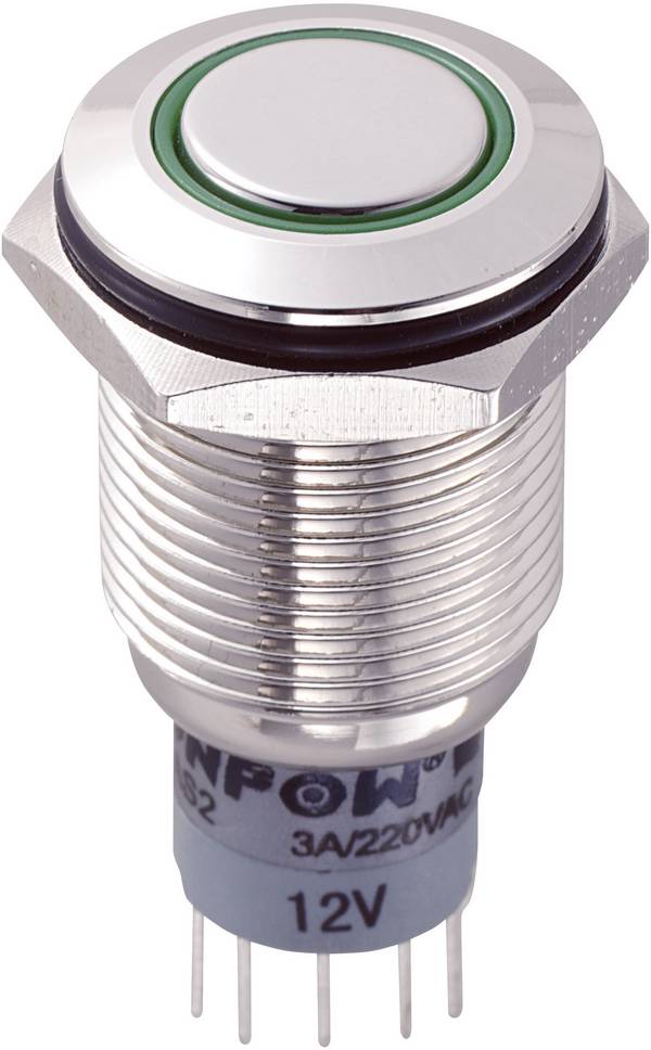 Interrupteur antivandalisme TRU COMPONENTS LAS2GQF-22ZE/G/12V/N/P 701846 250 V/AC 3 A 2 x On/On à accrochage 1 pc(s)