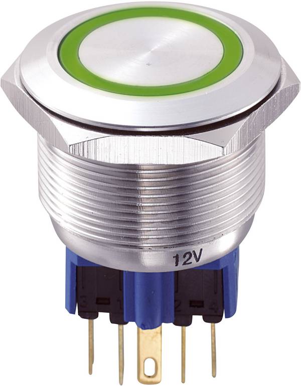 Bouton-poussoir antivandalisme TRU COMPONENTS GQ25-11E/G/12V 701946 250 V/AC 5 A 1 x On/(On) IP65 à rappel 1 pc(s)