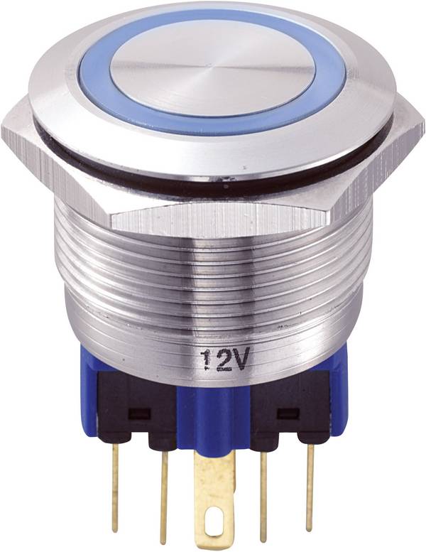 Bouton-poussoir antivandalisme TRU COMPONENTS GQ22-11E/B/12V 701965 250 V/AC 5 A 1 x On/(On) IP65 à rappel 1 pc(s)
