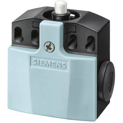 Un interrupteur Siemens bleu-noir, principalement en plastique, avec un bouton-poussoir sur le dessus, adapté aux applications industrielles.