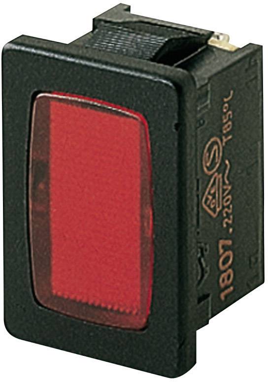 Un interrupteur à bascule rouge dans un support noir, adapté aux applications électriques de 220 volts, représenté sur un fond blanc.