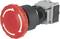 Bouton d'arrêt d'urgence rouge avec des flèches blanches sur le dessus. Il sert à interrompre immédiatement le circuit électrique en cas d'urgence.