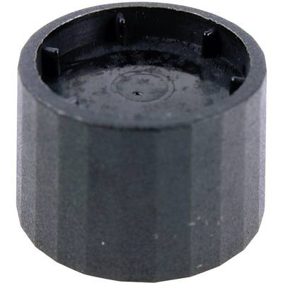 Bouchon noir et rond en plastique, probablement adapté pour une bouteille de boisson.