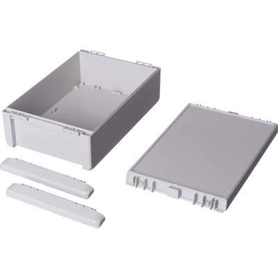 Deux boîtiers en plastique blanc et un couvercle. L'un est une boîte ouverte, l'autre est le couvercle assorti muni de deux bandes de fixation.
