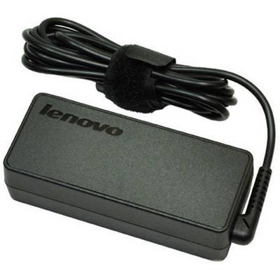 Adaptateur secteur noir Lenovo pour ordinateur portable avec câble enroulé.