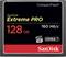 Une carte CompactFlash de SanDisk avec 128 Go de mémoire, adaptée aux hautes vitesses allant jusqu'à 160 Mo/s, UDMA 7.