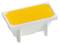 Une puce LED rectangulaire jaune avec un boîtier blanc et deux broches de connexion, couramment utilisée dans les appareils électroniques.