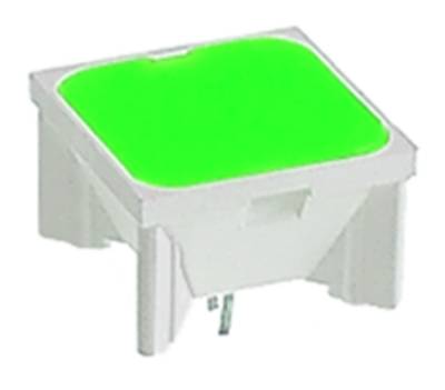 Capuchon de touche blanc avec surface vert vif, forme carrée, adapté aux interrupteurs électriques ou mécaniques.