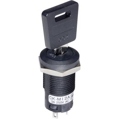 Un interrupteur à clé noir avec clé amovible, étiqueté 'CK-MI 2A 3A 250V AC', pour le contrôle d'appareils électriques.