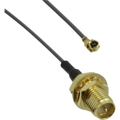 Câble coaxial avec connecteurs SMA dorés et petit raccordement. Principalement utilisé pour des applications hautes fréquences.